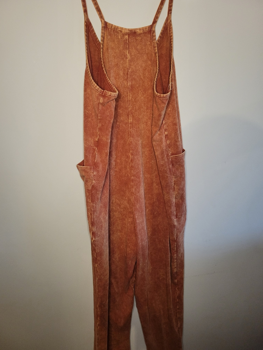 Zenana Washed Rust Jumpsuit with Pockets - Picture 3 of 3